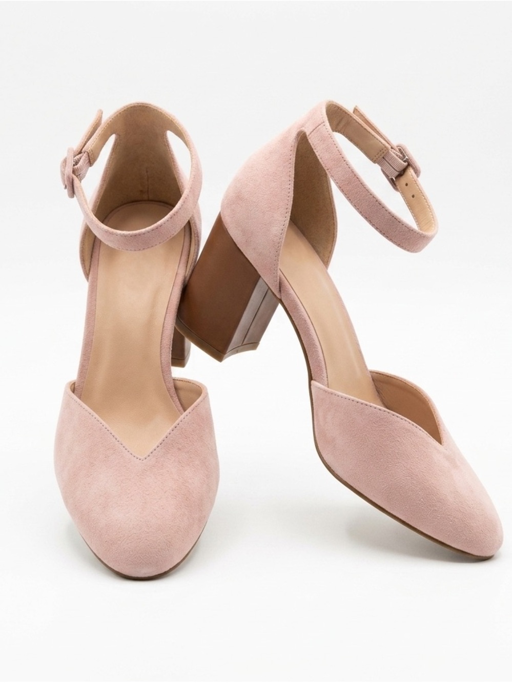 Amazon Pink Block Heel Ankle Strap Pumps